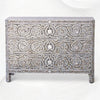 MOP Inlay Edge Floral 3 Drawer Dresser Dark Grey 5