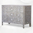 MOP Inlay Edge Floral 3 Drawer Dresser Dark Grey 2