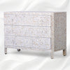 MOP Inlay Edge Floral 3 Drawer Dresser White 3