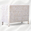 MOP Inlay Edge Floral 3 Drawer Dresser White 2