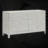 MOP Inlay Edge Floral 6 Drawer Dresser Grey 2