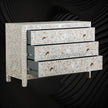 MOP Inlay Edge Floral 3 Drawer Dresser Grey 2