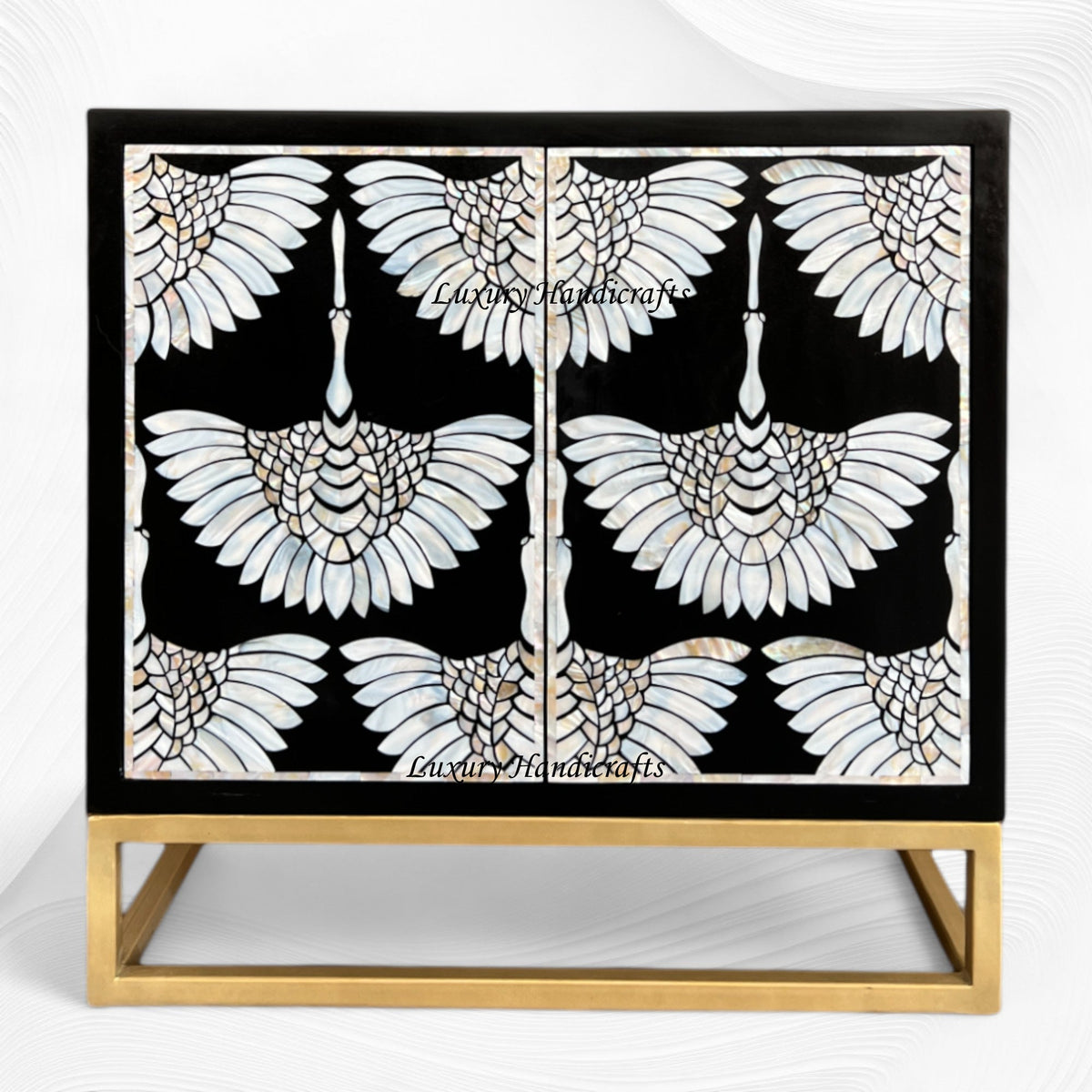MOP Inlay 2 Door Swan Cabinet Black 