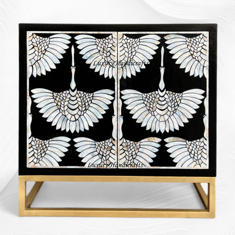 MOP Inlay 2 Door Swan Cabinet Black 
