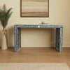 MOP Inlay Floral Console Table Black