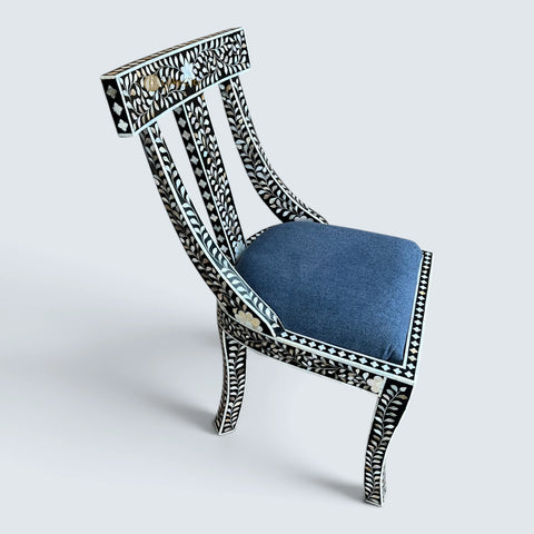 Mother Of Pearl Inlay Floral Chair Black