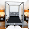 MOP Inlay Four Poster Single Bed Black