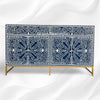 MOP Inlay Scroll Vine Buffet Navy Blue 5