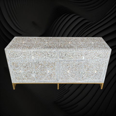 MOP Inlay Scroll Vine Buffet Grey 2
