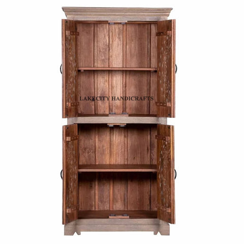 Hand-carved Rhapsody Smoky 4 Door Armoire | Hand-carved Rhapsody Smoky 4 Door Wardrobe