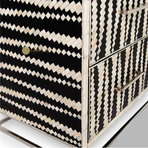 Malawi Bone Inlay Chest Of Drawers Black & White