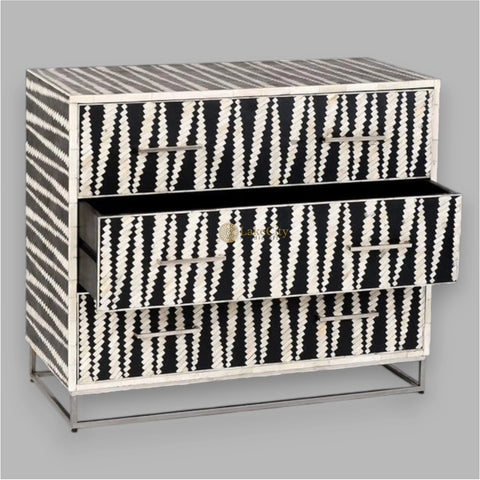 Malawi Bone Inlay Chest Of Drawers Black & White