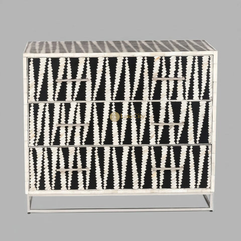 Malawi Bone Inlay Chest Of Drawers Black & White