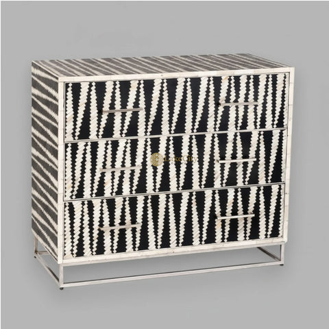 Malawi Bone Inlay Chest Of Drawers Black & White