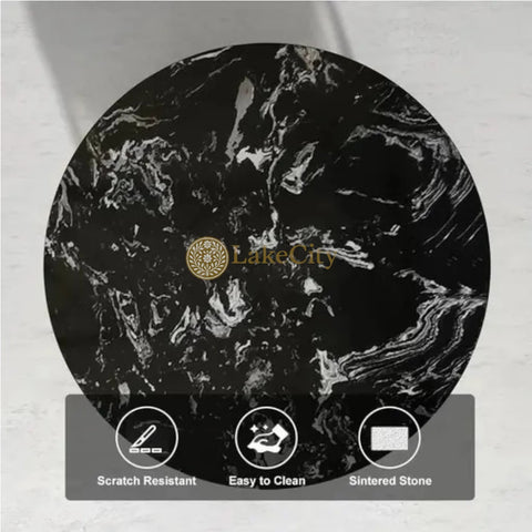 Modern Luxurious Round Marble Side Table in Gold