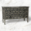 Moghul Flower Bone Inlay 2 Drawer Chest Black 3