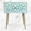 Moroccan Bone Inlay 1 Drawer Bedside Green 5