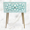 Moroccan Bone Inlay 1 Drawer Bedside Green 5