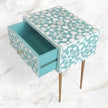 Moroccan Bone Inlay 1 Drawer Bedside Green 3