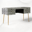 Moroccan Bone Inlay Desk 2 Drawer Console Table Black Ready 2