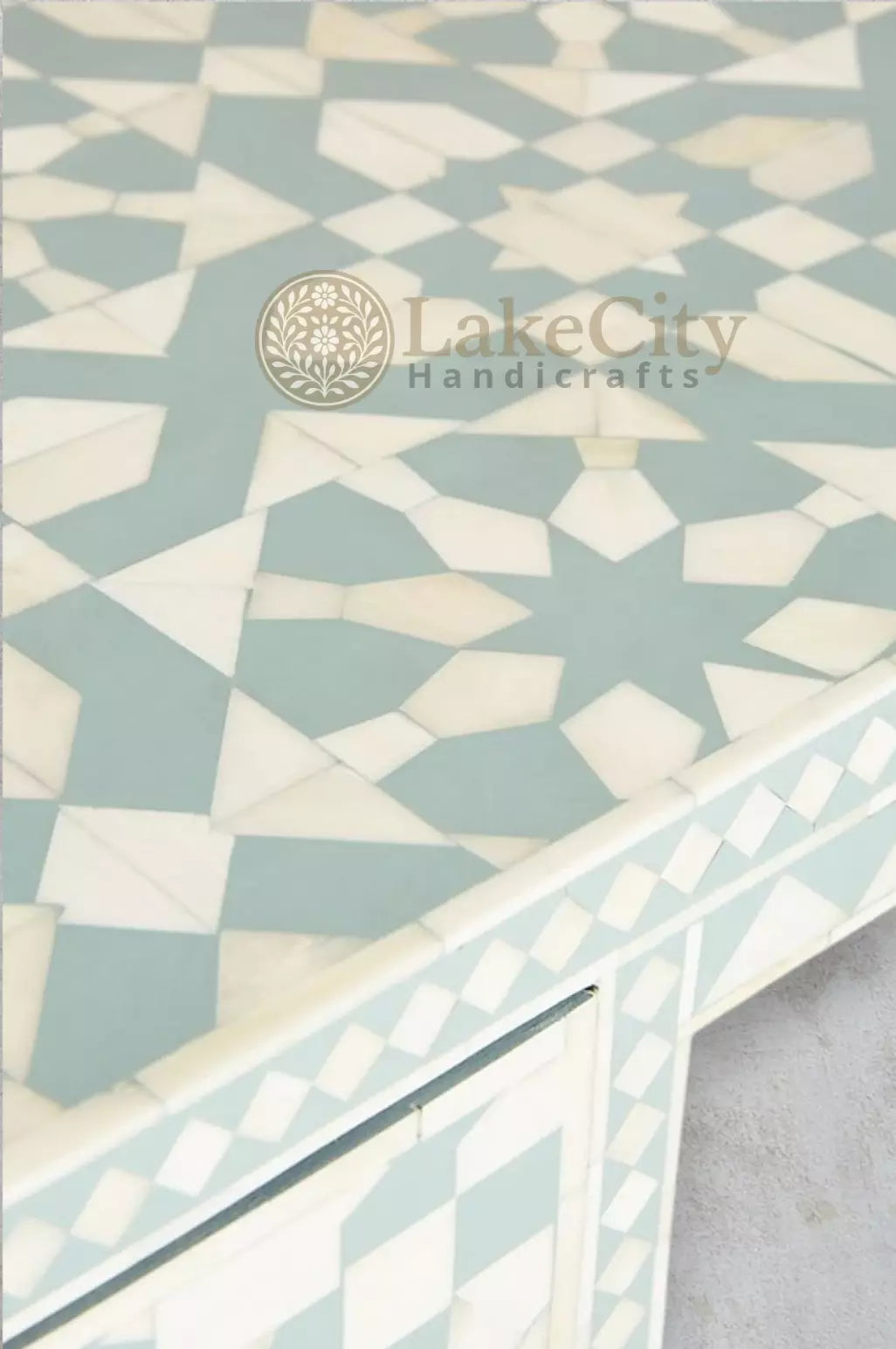 Bone Inlay Moroccan Design 2 Drawers Desk | Console Table With Multi Colors