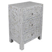 Mother Of Pearl Inlay Floral 3 Drawer Bedside Ivory 2