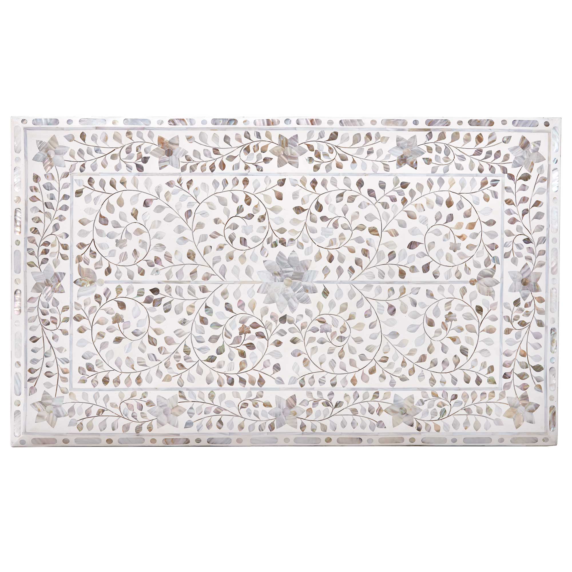 Mother Of Pearl Inlay Floral Coffee Table White 5