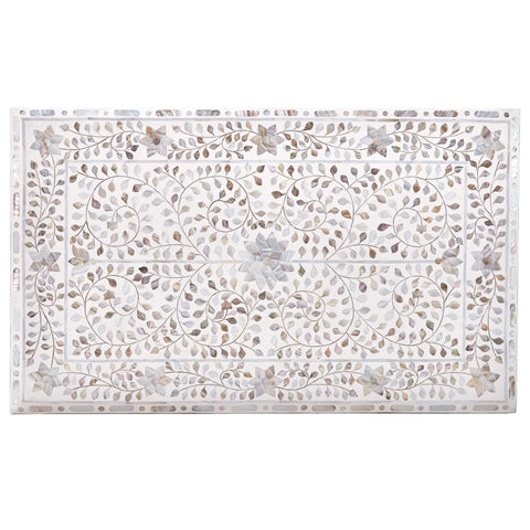 Mother Of Pearl Inlay Floral Coffee Table White 5