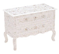 Mother Of Pearl Inlay Chest 2 Curved Drawer Floral Design White 2