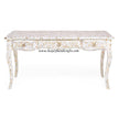 Mother Of Pearl Inlaid Long Curved Leg Desk White 1