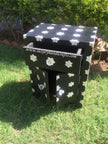 Mother Of Pearl Star 1 Drawer 2 Door Bedside Table Black 3