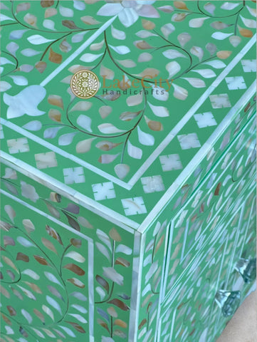 Mother Of Pearl 1 Drawer 2 Door Bedside Table Light Green | Mother Of Pearl 1 Drawer 2 Door N Table Light Green