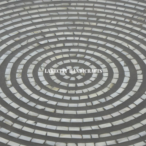 Mother Of Pearl Circle in The Circle Design Coffee Table Grey | Mother Of Pearl Circle in The Circle Design Center Table Grey