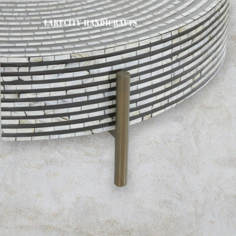 Mother Of Pearl Circle in The Circle Design Coffee Table Grey | Mother Of Pearl Circle in The Circle Design Center Table Grey