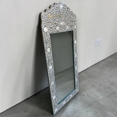 High-Contrast Slate Grey MOP Mirror Frame