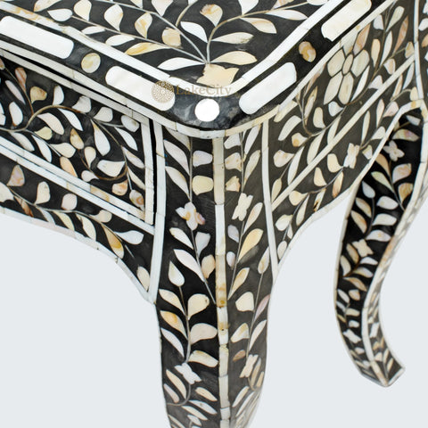 Mother Of Pearl Curved Long Leg Side Table Black