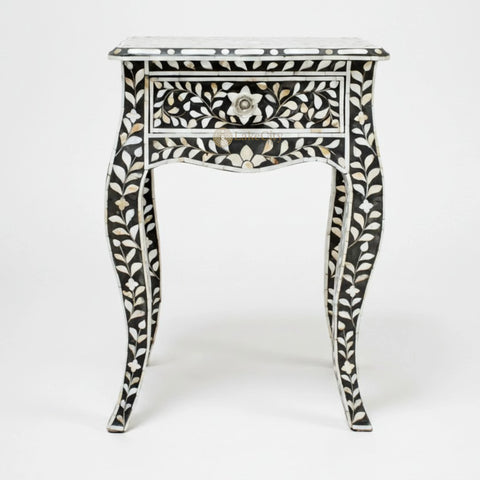 Mother Of Pearl Curved Long Leg Side Table Black