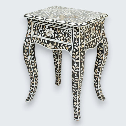 Mother Of Pearl Curved Long Leg Side Table Black