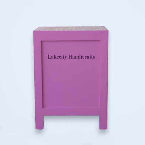 Mesita de noche MOP con 1 cajón y 2 puertas, color rosa