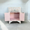 Mother Of Pearl Floral Design 1 Drawer & 2 Doors Bedside Table Light Pink