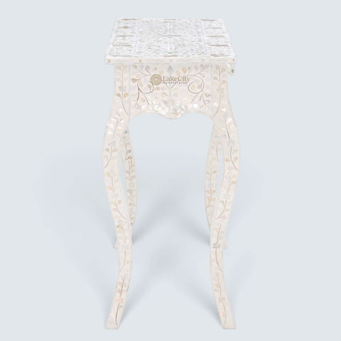 Mother Of Pearl Inlay 1 Drawer French Style Console White