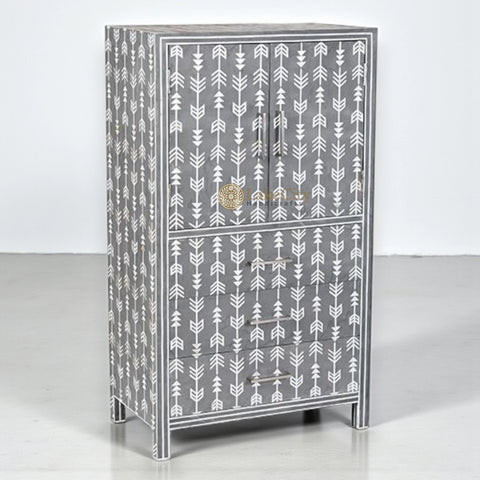 Mother Of Pearl Inlay Arrow Cabinet Grey