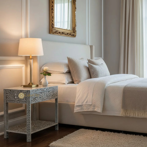 MOP Inlay Edge Bedside Grey