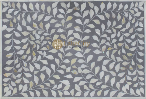 Mother Of Pearl Inlay Floral 3 Drawer Bedside Grey