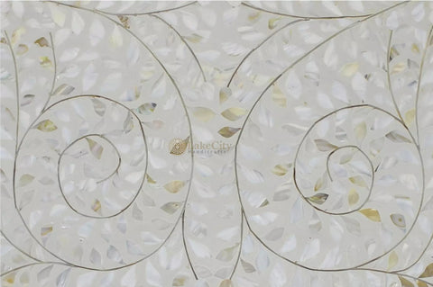 Mother Of Pearl Inlay Floral 3 Drawer Bedside Ivory