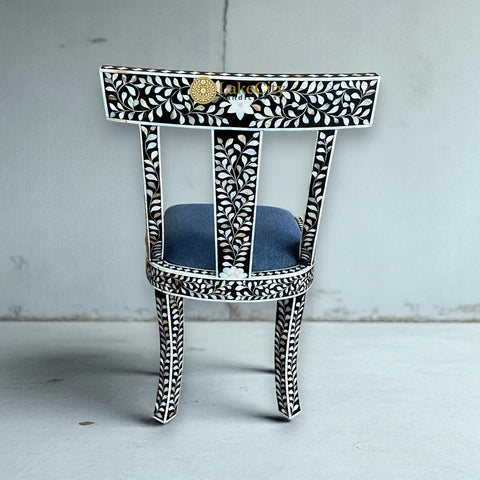 Mother Of Pearl Inlay Floral Chair Black