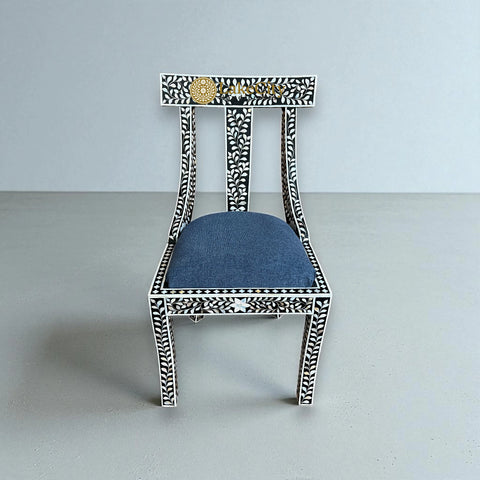 Mother Of Pearl Inlay Floral Chair Black