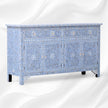 Mother Of Pearl Inlay Floral Design 2 Drawers & 4 Doors Sideboard table Light Blue