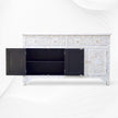 Mother Of Pearl Inlay Floral Design 2 Drawers & 4 Doors Sideboard Table Beige