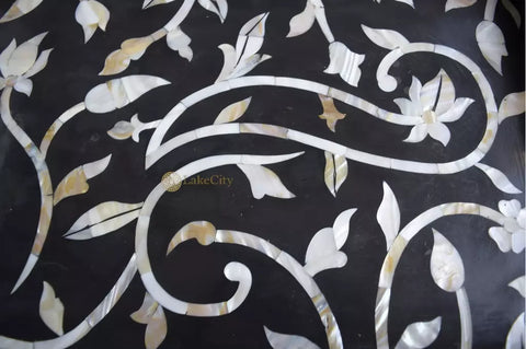 Mother Of Pearl Inlay Flower Tray Black
